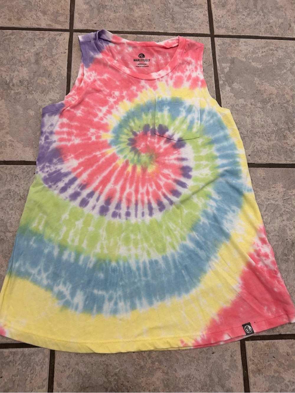 Relaxed Tie-Dye Spiral Tank Top in Multicolor